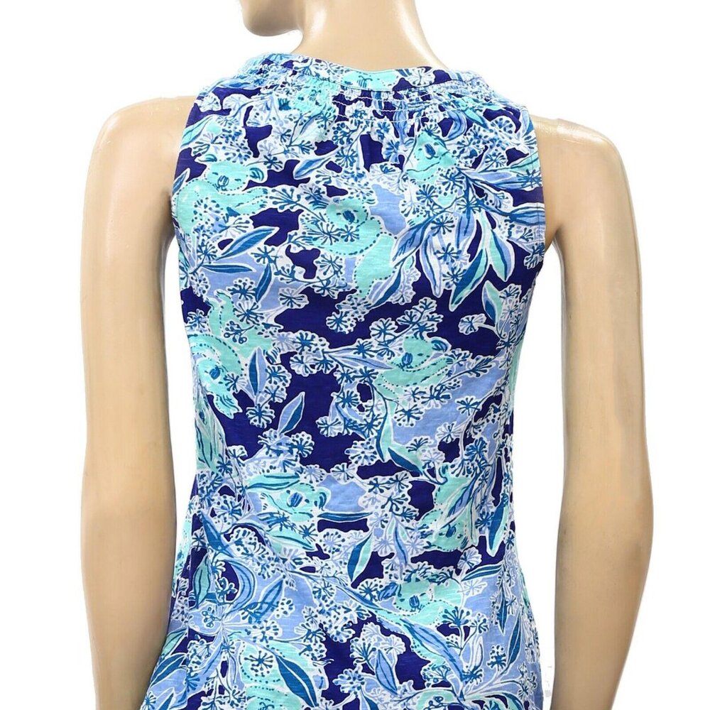 Lilly Pulitzer Essie Tank Blouse Top Smocked Printed Resort Cotton XS 256496 - Picture 6 of 7